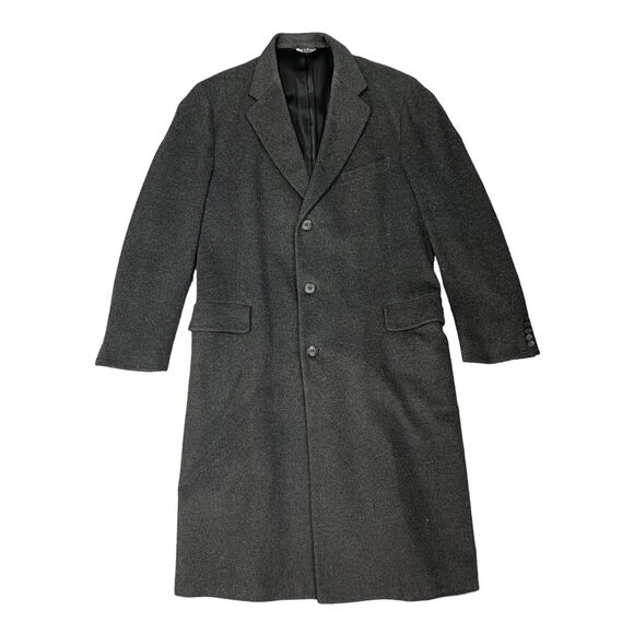 Vintage Mark Shale Cashmere Wool Overcoat Mens 44 Water Resistant Long Coat - Picture 1 of 15